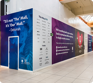 Wall graphics, mall walkway